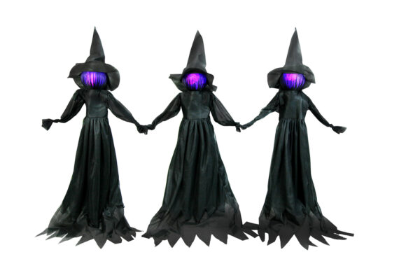 life size lighted witch trio halloween decoration