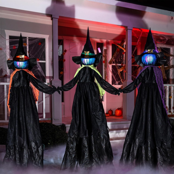 life size lighted witch trio halloween decoration