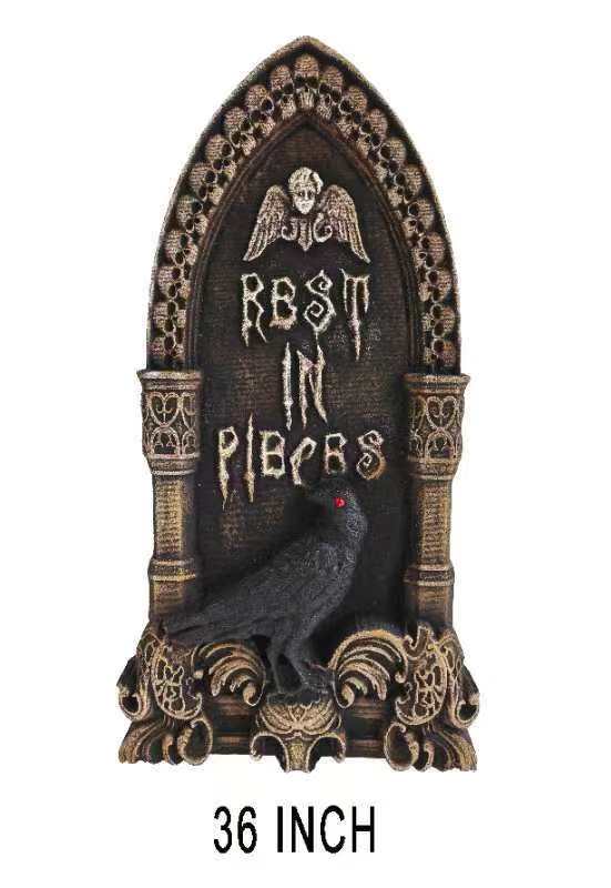 36-Inch Rest in Pieces Tombstone with Raven