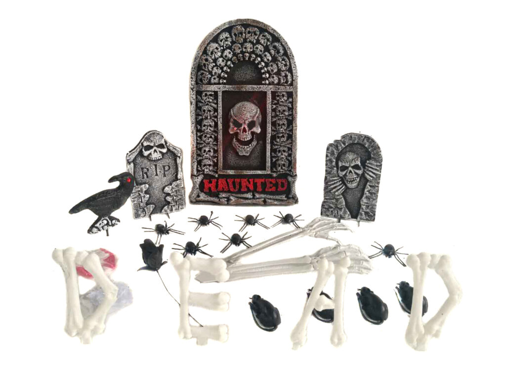  Way To Celebrate Light Up Haunted Tombstone Cemetery Set, 24 pieces