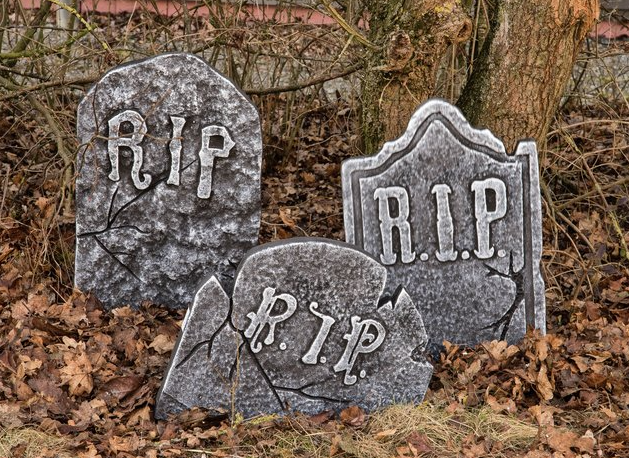  Set of 3 Large Crooked Leaning Weathered Ancient Style Tombstones