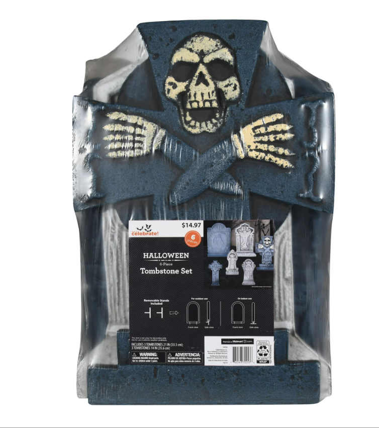 Walmart Way to Celebrate Halloween 6-Piece Tombstone Decoration Set