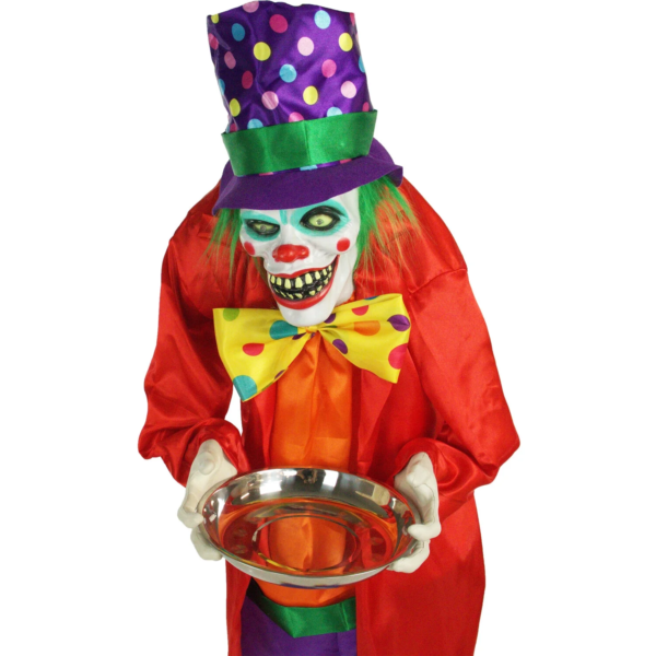 Life Size Scary Clown Holding Tray