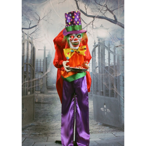 Life Size Scary Clown Holding Tray