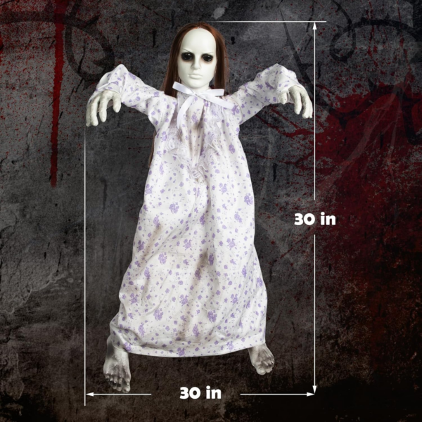 29”Animated Halloween Floating Girl/Possessed Girl Halloween Prop - Image 4