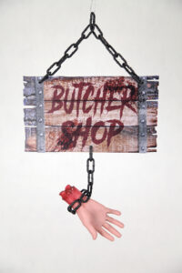 23.5" Butcher Shop Sign w Hand Halloween Decoration